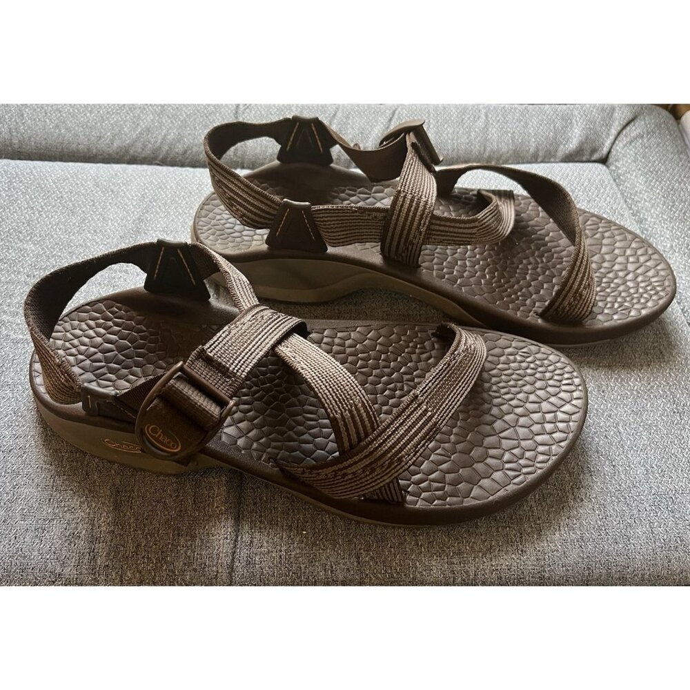Chaco Men’s US 13 EU 46 Updraft Bulloo Sandals Zip Brown/Orange Vegan Vibram EUC